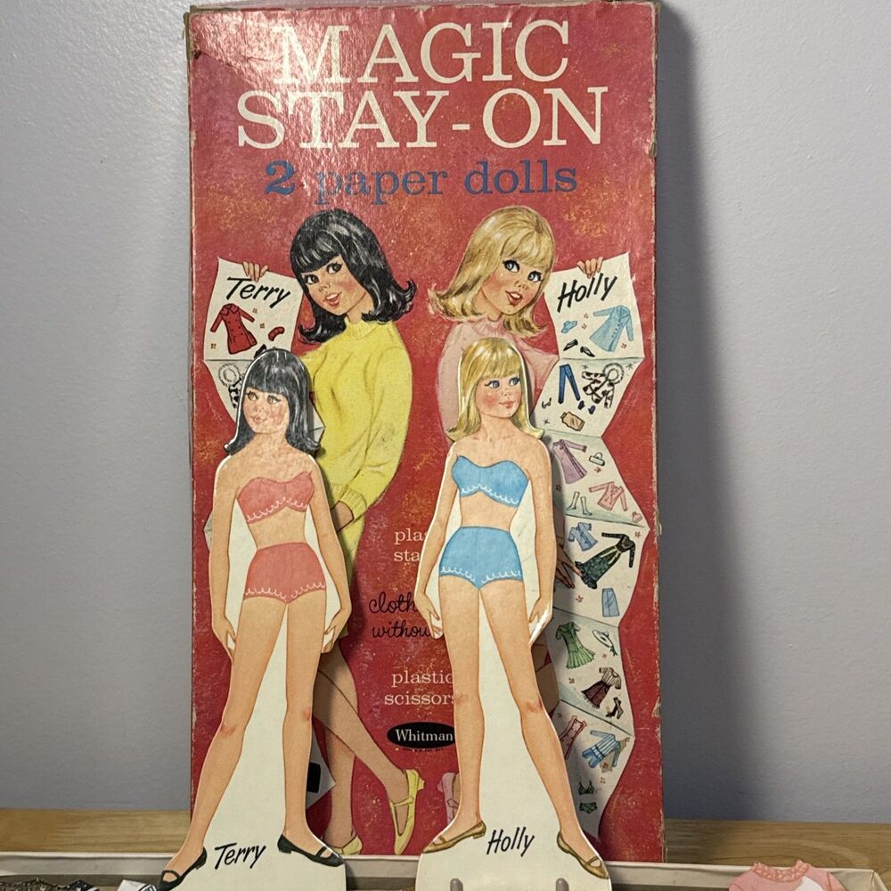 Vintage Whitman Magic Stay On Paper Dolls Clothes Great Holly Terry 1966